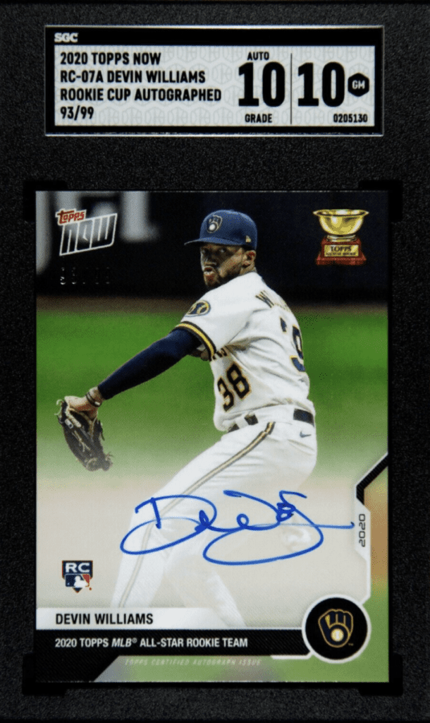 2020 Topps Now Devin Williams Autographed Rookie Cup Card