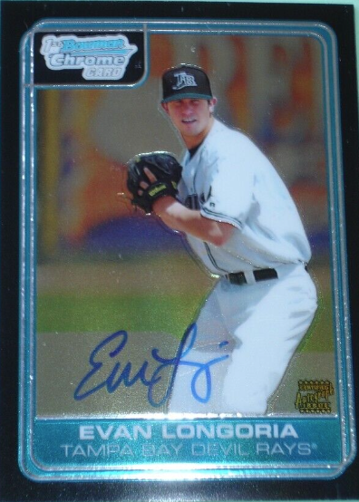 2006 Bowman Chrome Draft DP41 Evan Longoria Autographed Rookie Card