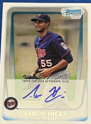 2013 Bowman Chrome Draft Aaron Hicks Rookie Card