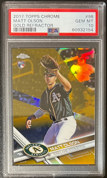 2018 Topps Chrome #129 Matt Olson Gold Refractor #/50: $50