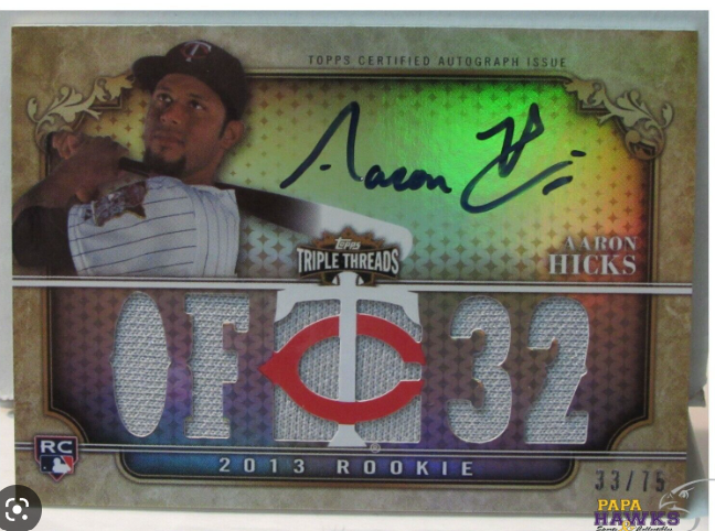 2018 Topps Triple Threads Aaron Hicks Jersey Auto