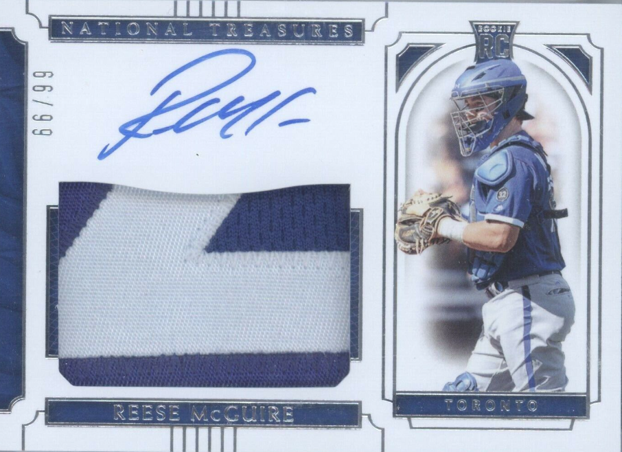 2019 Panini National Treasures Reese McGuire Rookie Patch Autograph (#RPA-RM)