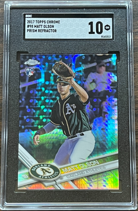 2019 Topps #477 Matt Olson Orange Refractor #/25: $60