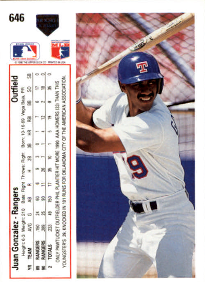 1991 Upper Deck Juan Gonzalez