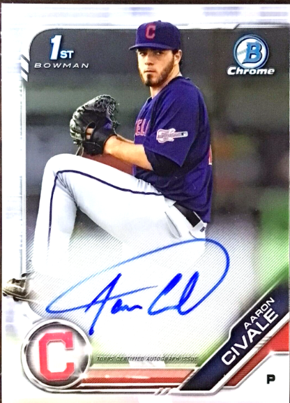 2018 Bowman Draft Chrome Aaron Civale Autograph Card