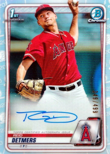 2020 Bowman Chrome Draft Autograph Reid Detmers Rookie Card