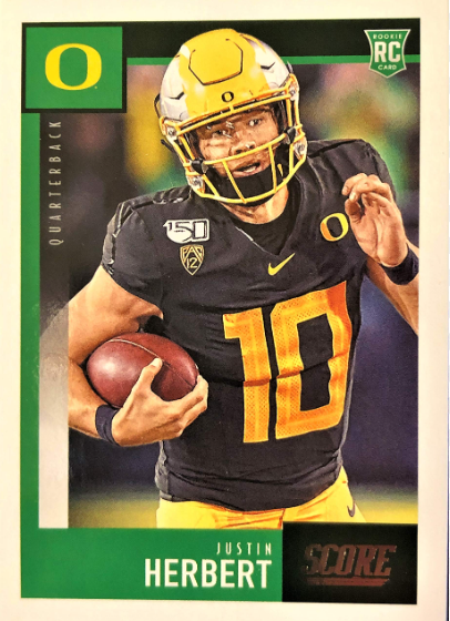 2020 Justin Herbert Score Football Rookie Card