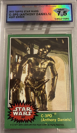 1977 Topps Star Wars #207 C-3PO & R2-D2 Error Card