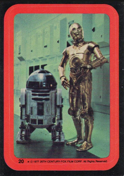 1977 Topps Star Wars #207 C-3PO & R2-D2 Sticker Back