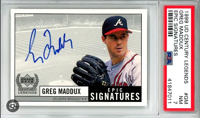 1999 Upper Deck Century Legends Epic Signatures Greg Maddux Autograph Card