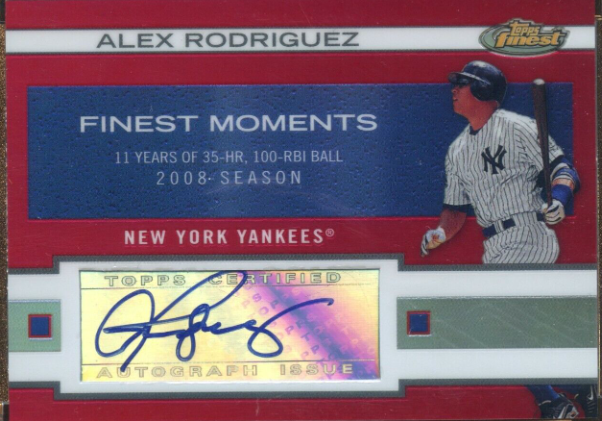 2009 Alex Rodriguez Bowman Chrome Red Refractor Autograph