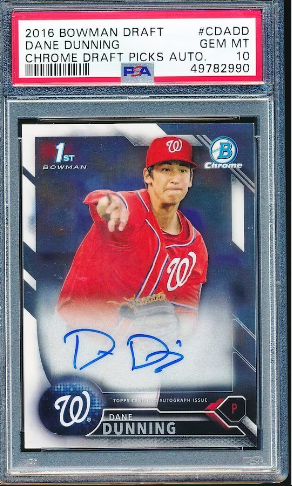 Bowman Draft Chrome Dane Dunning Autograph