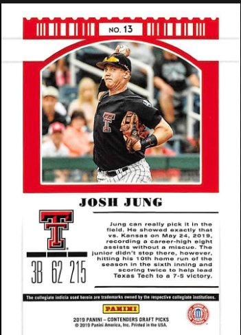 Panini Contenders Draft Picks Josh Jung