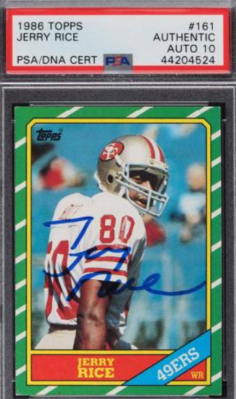 1986 Topps Football Jerry Rice ROOKIE RC PSA/DNA 10 AUTO #161 PSA Auth