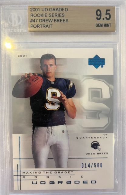 2001 Upper Deck Graded Drew Brees 014/500 Rookie Portrait #47