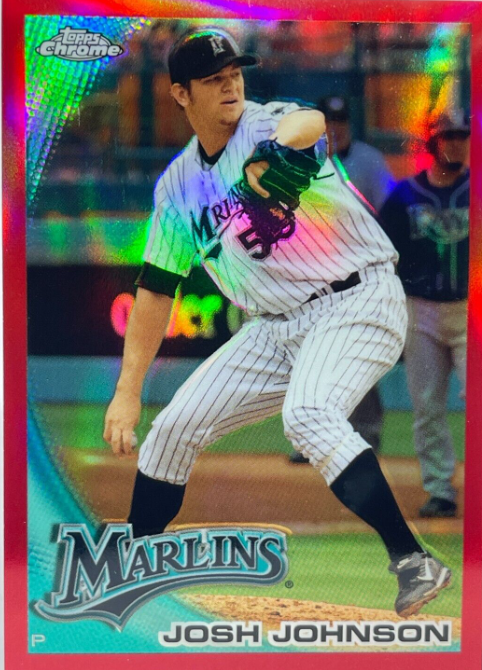 2010 Topps Chrome Josh Johnson Marlins #14 Red Refractor 23/25