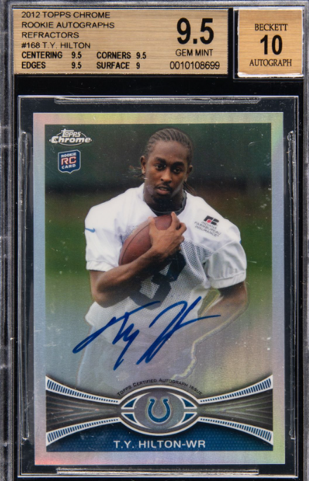 2012 Topps Chrome Rookie Autographs Refractor 168 #T.Y. Hilton Signed Rookie Card