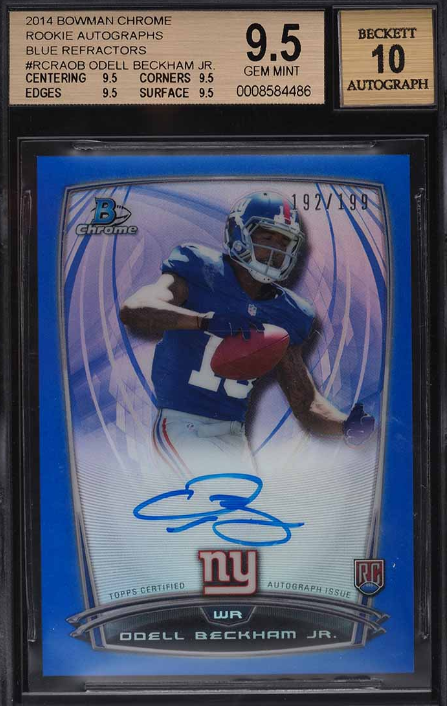 2014 Bowman Chrome Blue Refractor Odell Beckham Jr. ROOKIE RC AUTO /199 BGS 9.5