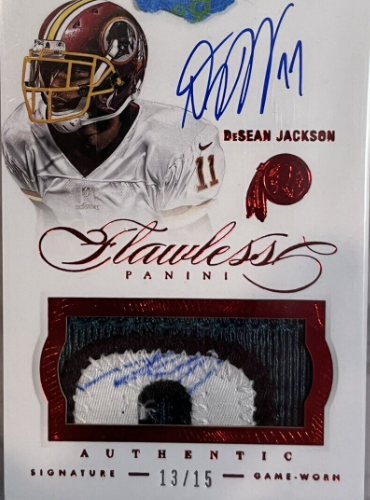 2014 Panini Flawless Desean Jackson GAME WORN USED Patch Auto Autograph /15