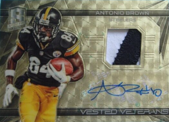 2015 Panini Spectra Football Antonio Brown Auto Patch Gold Vinyl Prizm 1/1