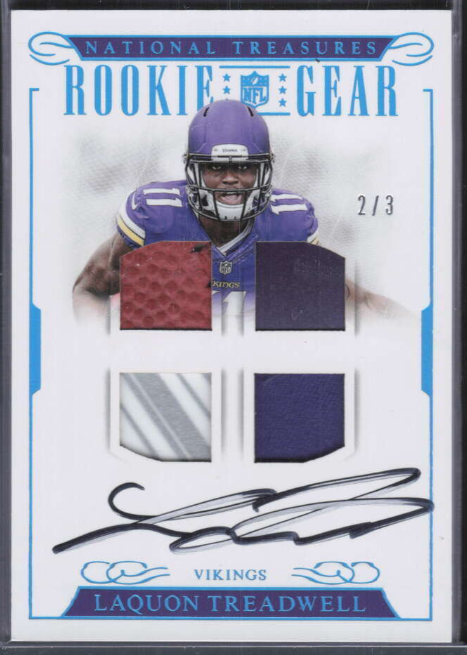 2016 National Treasures NFL Gear Laquon Treadwell Rookie Quad Patch Auto 2/3