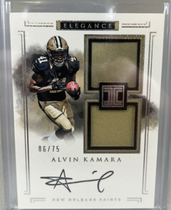 2017 Impeccable Alvin Kamara Elegance Dual RC Patch Auto 06/75 No. 117