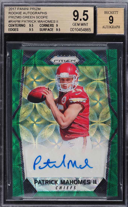 2017 Panini Prizm Green Scope Patrick Mahomes II ROOKIE AUTO