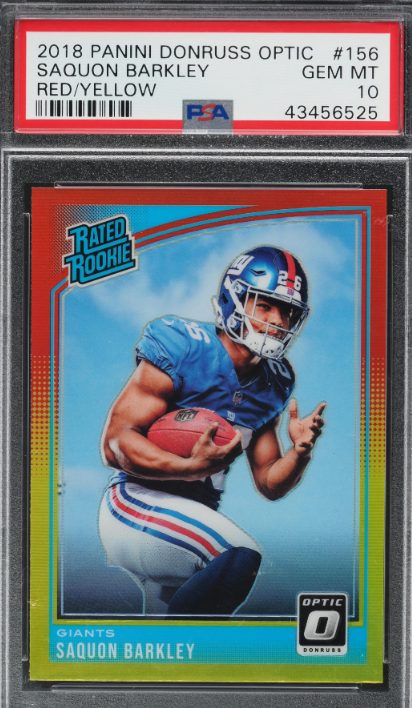 2018 Donruss Optic Red Yellow Saquon Barkley ROOKIE #156