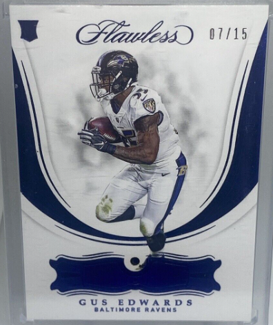 2018 Flawless Football Gus Edwards Rookie RC #110 Sapphire 7/15 Baltimore Ravens