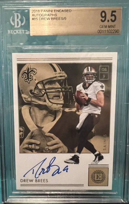 2018 Panini Encased Gold Drew Brees On Card Auto 1/5