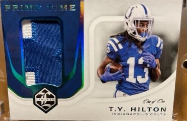 2018 Panini Limited Prime Time #PTS-TH T.Y. Hilton 1/1 Worn Patch Colts