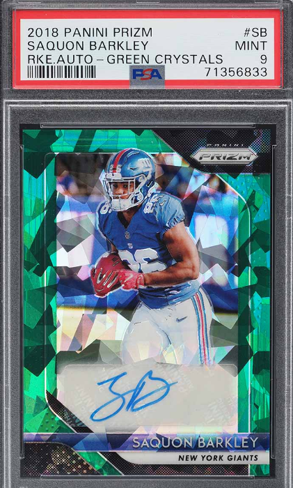 2018 Panini Prizm Green Crystals Saquon Barkley ROOKIE AUTO /75