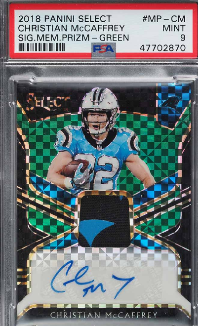 2018 Select Green Prizm Christian McCaffrey PATCH AUTO