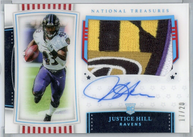 2019 National Treasures Justice Hill Stars And Stripes Rookie Patch Auto RPA /20