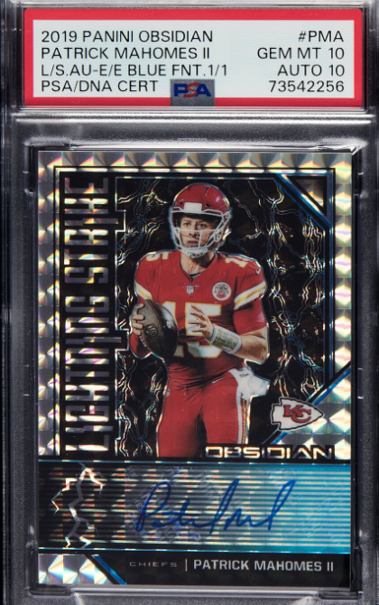 2019 Panini Obsidian Patrick Mahomes II (Lightning Strike Autographs-Blue Finite)