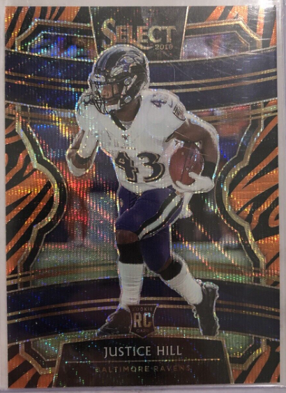 2019 Panini Select #28 - JUSTICE HILL - ROOKIE Tiger Stripe Case Hit SP