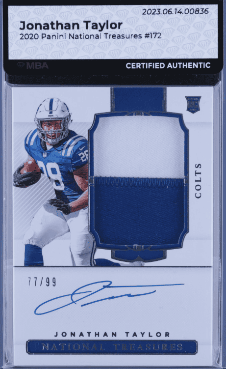 2020 National Treasures Jonathan Taylor ROOKIE PATCH AUTO /99 #172 MBA AUTH