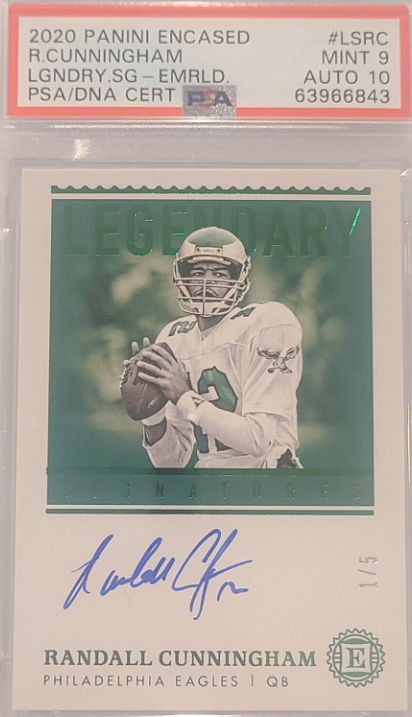 2020 Panini Encased Emerald RANDALL CUNNINGHAM Sapphire Auto