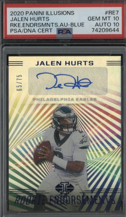 2020 Panini Illusions Rookie Blue Jalen Hurts RC AUTO /75