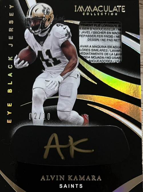 2020 Panini Immaculate Alvin Kamara Eye Black Jersey /10 Laundry Tag Gold Ink