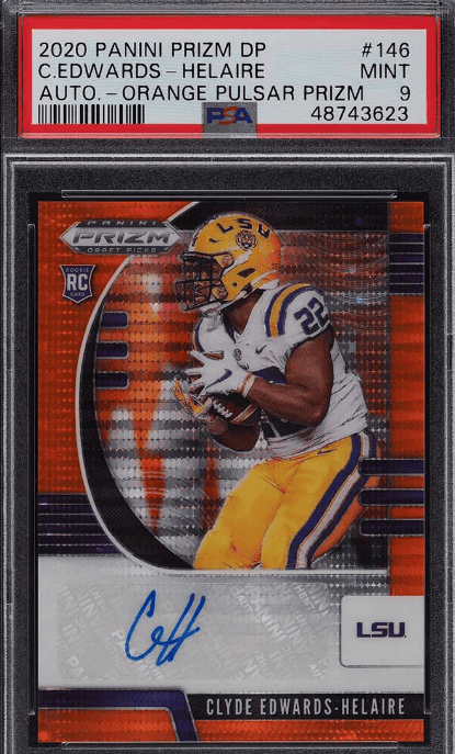 2020 Panini Prizm Draft Orange Pulsar Clyde Edwards-Helaire RC AUTO 1/20