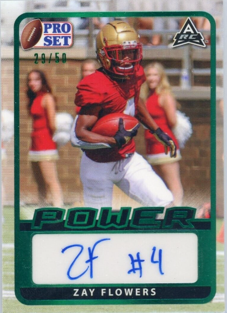 2021 Pro Set Power ZAY FLOWERS ARC Auto Emerald Spectrum Foil # 29/50 Ravens