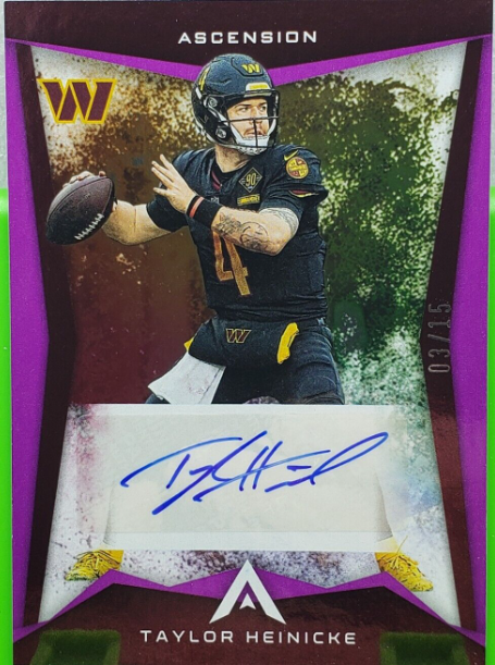 2022 Panini Chronicles Football Ascension Taylor Heinicke Purple Auto