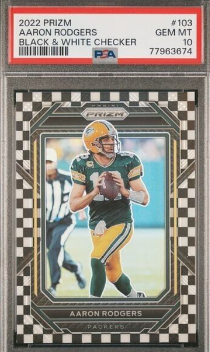 2022 Panini Prizm 103 Aaron Rodgers Black & White Checker