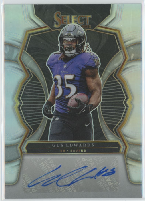 2022 Panini Select Football Silver Auto Gus Edwards 267/299 EW1