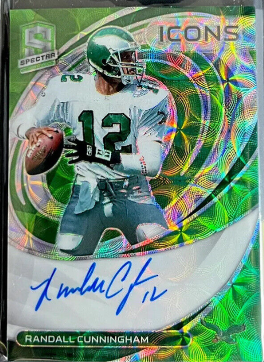 2022 Panini Spectra Randall Cunningham Green Scope Icons On Card Auto /35 Eagles