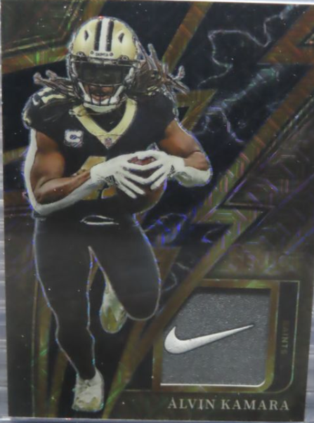 2022 Select Alvin Kamara Sparks Black Nike Swoosh Prizm Logo Patch #1/1 Saints