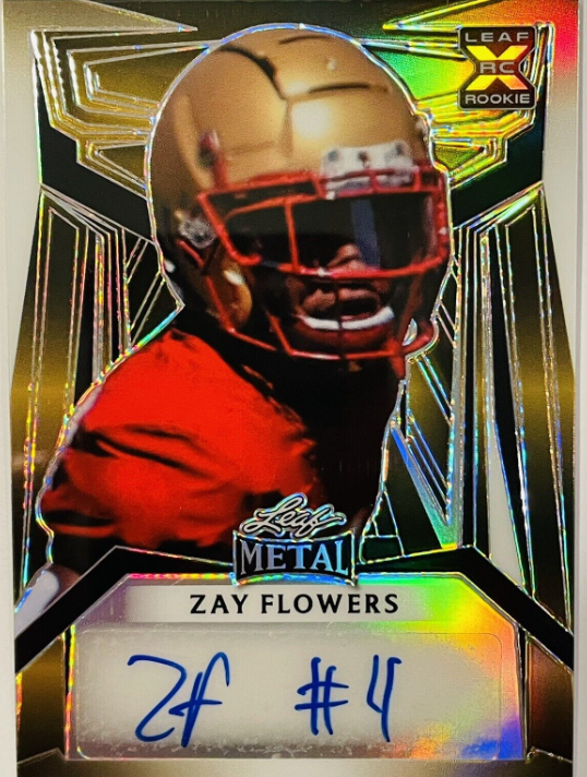 2023 Leaf Metal Draft Zay Flowers Rookie Auto Gold Prismatic SER #1/1 Ravens