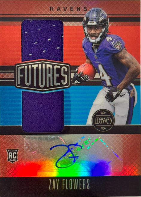 2023 Panini Legacy Zay Flowers RC Futures Dual Patch Auto / 100