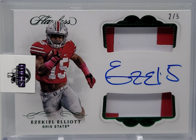 Ezekiel Elliott 2020 Flawless Collegiate Dual Patch Auto Emerald 12 #2/5